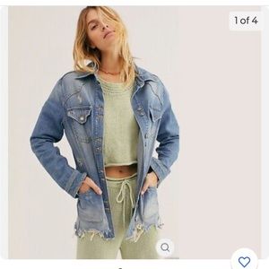 Free people Distressed Jean Denim jacket